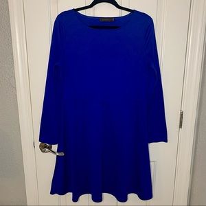 The Limited | Blue Long Sleeve Dress, Fit and Flare Holiday Dress, Size XL